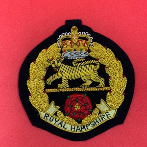 Royal Hampshire Regiment Blazer Badge RH Regimental Hand Embroidered Bullion And Wire Blazer Badge