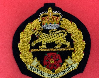 Royal Hampshire Regiment Blazer Badge RH Regimental Hand Embroidered Bullion And Wire Blazer Badge