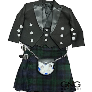 Scottish Baby Kilt Jacket Outfit Kids Kilt set Includes Baby Prince Charlie + Baby Kilt + Baby Sporran Available in Various 45+ Tartans