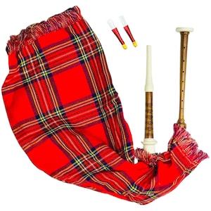 Scottish Goose Bagpipe Chesham wood Brown Color Royal Stewart Cover Ivory Mount