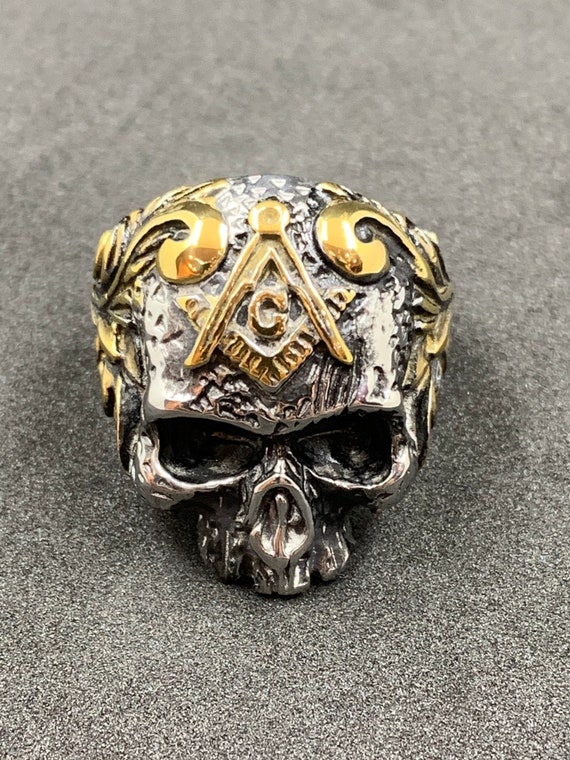 Bague maçonnique tête de mort maçonnique bijoux cadeau tête de