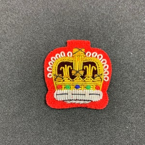 Staff Sergeant Mess Dress Crowns Hand Embroidered Bullion And Wire Crowns Badges Available On Red And Black