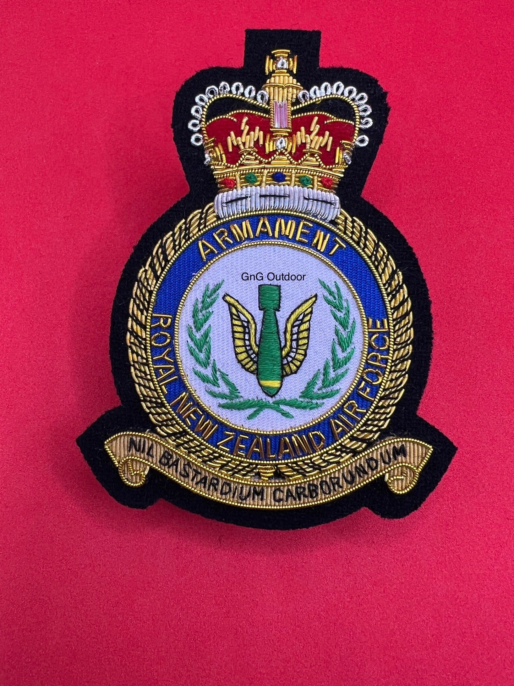 Royal New Zealand Air Force Armament Blazer Badge RNZAF Hand Embroidered Bullion Wire Blazer Badge