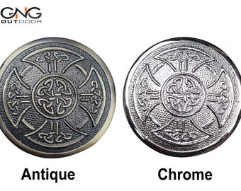 Men's Scottish Celtic Style Antique & Chrome kilt Belt Buckle Round Shape kilt Buckle