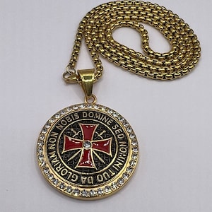 Masonic Knights Templar Seal Gold Plated Neck Pendant Masonic Unisex Pendant Masonic Wear And Masonic Jewels