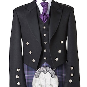 Men&#39;s Scottish Prince Charlie Kilt Jacket With 5 Button Vest Wedding Kilt Jacket Customised Kilt Jackets