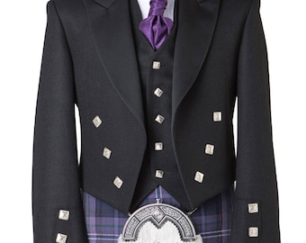 Men&#39;s Scottish Prince Charlie Kilt Jacket With 5 Button Vest Wedding Kilt Jacket Customised Kilt Jackets