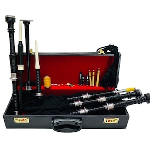 Bagpipe Full Practice Chanter Scottish Highland Silver Mouth with Hard Case