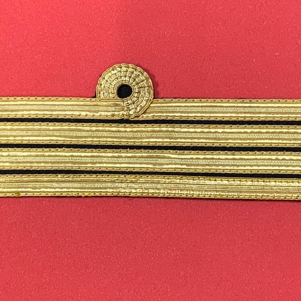 Cuff Rank Sleeve 1 Curl 3 Bars Gold wire Braid For Captain Sold as Pair Naval uniform accessories