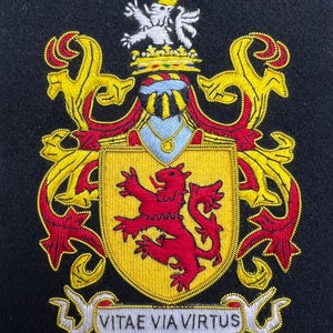 Vaughan Family Crest Badge Hand Embroidered Bullion And Wire Vaughan family Coat Of Arm Badge