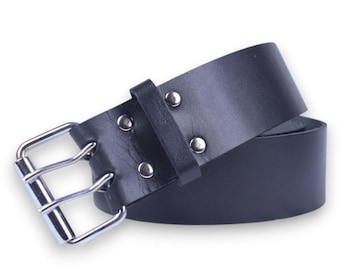 Men's Scottish Black Leather Kilt Belt Adjustable Size Highland Belt