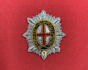 Coldstream Guards Officers Embroidered Cap Badge Handmade With Bullion And Wire