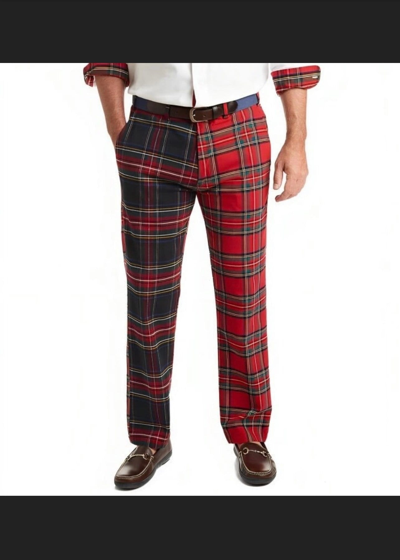 Black stewart tartan trousers discount
