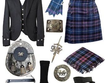 Completo da uomo scozzese con giacca Argyle, completo da matrimonio, set di 11 kilt, completo tradizionale con kilt, disponibile in oltre 50 colori tartan.