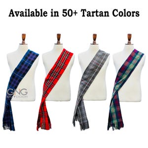 Scottish Tartan Sash for Women Size 90&quot; x 12&quot; Traditional Ladies Handmade Tartan Scarf Available in 50+ Tartan Colors