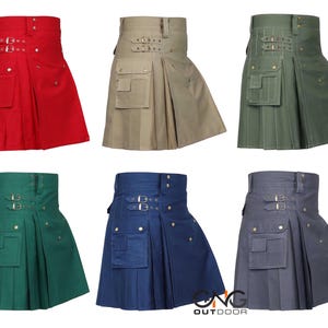 Men&#39;s Scottish Cotton Utility kilt is made of Cotton Available in 17 Colors