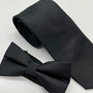 Masonic Black Neck Tie And Bow Tie Set Handmade Masonic Square And Compass Neck Tie Set Masonic Lodge Gift Bow And Tie Gift Set