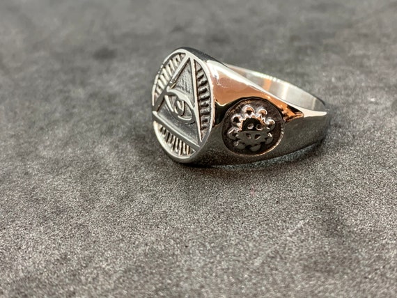Bague maconnique pour homme oeil aveugle Bague en acier inoxydable oeil pyramidal franc macon Bijoux et bagues maconniques Etsy France