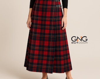 Ladies Kilt Back Plated Skirt Long Length Women Kilt Tartan Skirt Available in Different 50+ Tartans