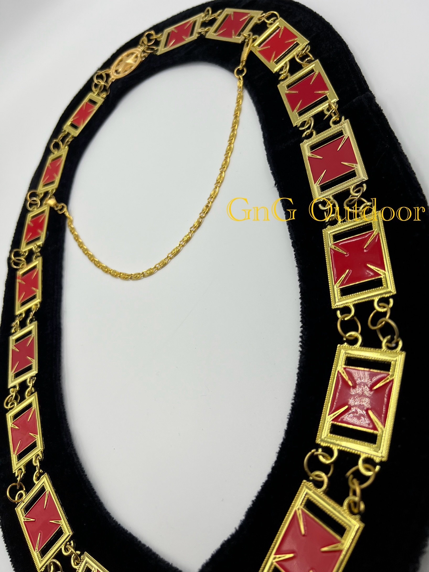 Knight Order Chain Knights Templar Grand Master Chain Collar on Black Velvet Knights ...