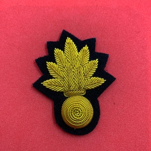 Mess Dress Collar Bomb Badges Gold On Black Backing Hand Embroidered Mess Dress Badges
