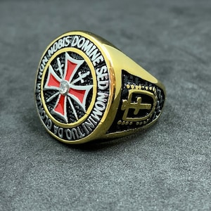 Knight Templar Cross Seal Gold Ring Masonic Men’s Stainless Steel Ring Masonic Knight Templar Ring