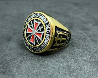 Knight Templar Cross Seal Gold Ring Masonic Men’s Stainless Steel Ring Masonic Knight Templar Ring