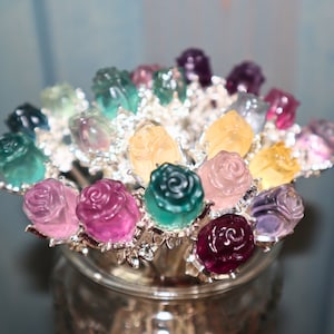 Rainbow Fluorite Rose - Forever Rose Crystal - Energetic Beauty and Eternal Love, Rose Gift For Her, Crystal Gift Ideas