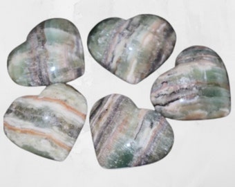Green Banded Calcite Heart