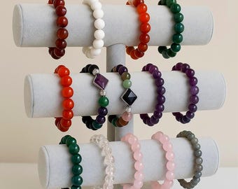 Natürliches Kristallperlenarmband: Handgemachter Heilstein-Schmuck