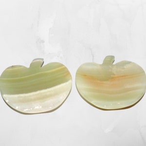 Onyx Apple Bowl Set, Crystal Apple Bowl Carving, Trinket Dish Set