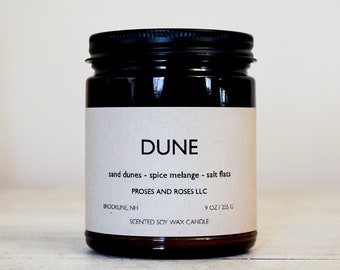 Dune Literary Scented Candle - Soy Wax Melt Tart - Sand - Clean Fresh Air - Spice Melange - Ocean - Beach - Sea - Water - free gift wrapping