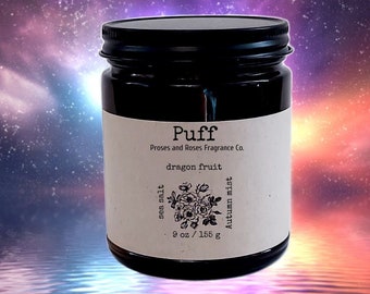 Magic Dragon Puff Literary Bookish Scented Candle Wax Melt Tart, ocean beach sea scent, dragonfruit, fruity, gift for musician, book lover