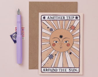 Sun Tarot Birthday Card | Birthday Card For Witch Birthday | Tarot Card Art Style Birthday Card