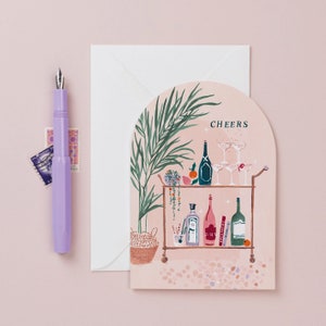 Drink Trolley Card | Cheers Birthday Card | Drinks, Wine & Gin Birthday Card | Birthday Card For Her | Birthday Card For Friend