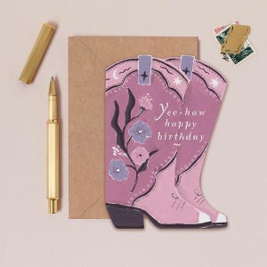 Cowboy Boots Birthday Card | Unique Shape Birthday Card for Cowgirl or Cowboy Boots Lover | Swiftie Birthday Card