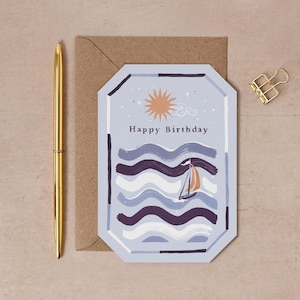 Ocean Sailing Birthday Card | Boat Greeting Card | Ocean Birthday Card for Dad | Sailing Birthday Card | Ship Birthday Card