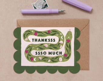 Thanksss Snake Card | Thank You Cards | Snake Thank You Card | Funny Thanks Card