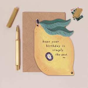 You're the Zest Lemon Birthday Card | Special Shape Birthday Card for Pun Lover | Lemon Birthday Card | Funny Birthday Card
