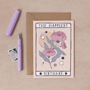 Tarot Flower Birthday Card | Birthday Card | Tarot Birthday Card | Tarot Card | Birthday Card for Her | Floral Birthday Card
