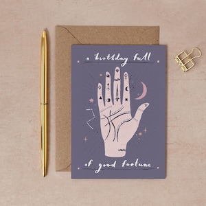 Birthday Card | Palmistry Birthday Card | Good Fortune Birthday Card | Birthday Card for Friend | Birthday Card Palm Reader