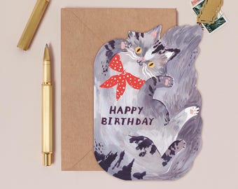 Bandana Cat Birthday Card | Cat Birthday Card | Cat Lover Birthday Card | Funny Cat Card | Unique Shaped Card