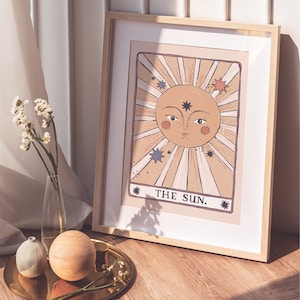 Tarot Sun Art Print geïnspireerd op het Tarot Card Deck - The Sun Tarot Print in A3, A4 of A5