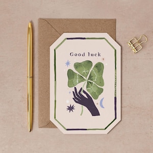 Lucky Clover Good Luck Card | Greetings Cards | Good Luck Exams Card | Good Luck Driving Test Card