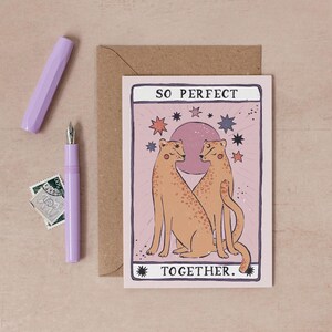 Perfect Together Valentine's Card | Tarot Leopards Valentine's Card | Tarot Valentines Card | Valentines Card in Tarot Card Style