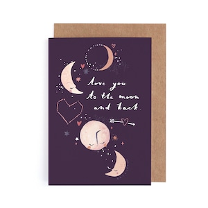 Zum Mond und zurück | Valentinstag Karte | Valentinstag Karte | Valentinstag Karte | Gay Valentinstag Karte | Geschlechtsneutral