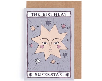 Star Birthday Card | Superstar Birthday Card | Tarot Card | Celestial Card | Birthday Card For Friend | Birthday Card For Her