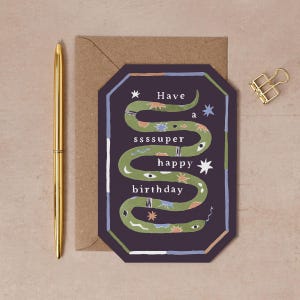 Ssssuper Snake Birthday Card | Snake Birthday Cards | Snake Birthday Card | Birthday Card for Snake Owner | Shaped Cards