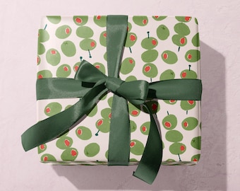 Olives Gift Wrap | Cocktail Olive Wrapping Paper Sheets