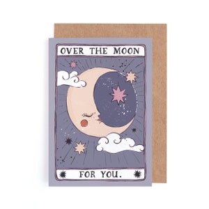 Congratulations Card to Say You're Over the Moon | Perfect for New Job Card, New Baby Card or Pregnancy Congratulations Card | Tarot Card